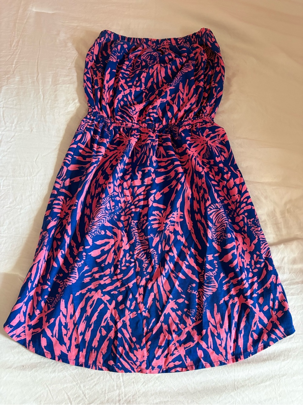 Lilly Pulitzer Navy & Hot Pink Tropical Print Dress